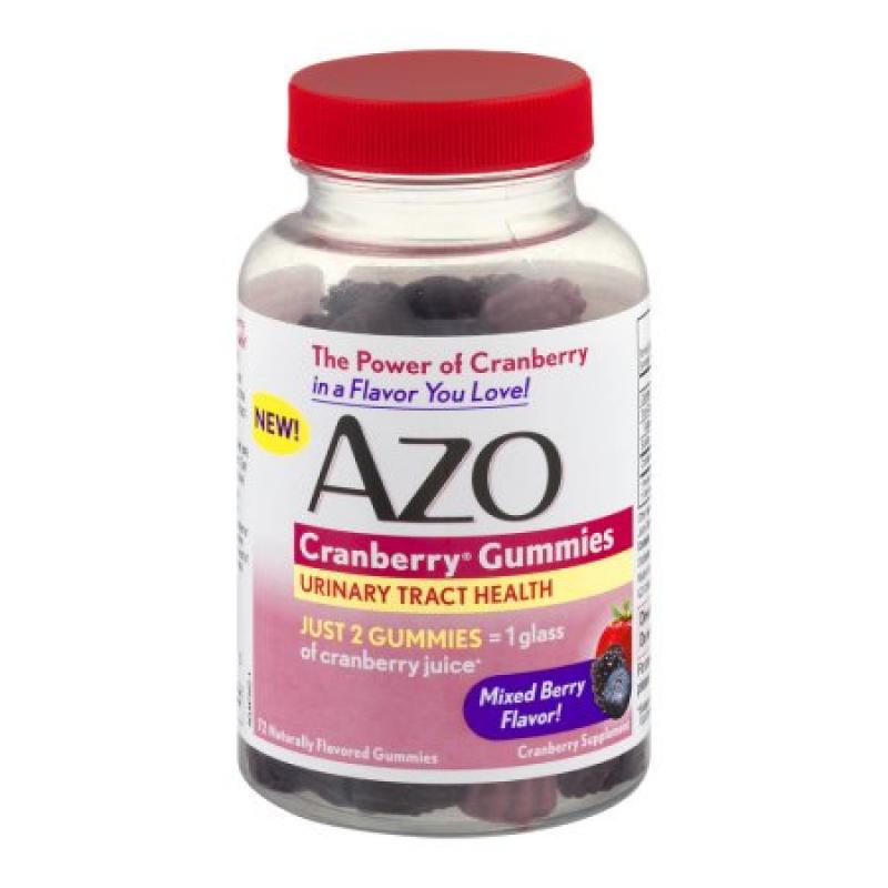 AZO Mixed Berry Flavor Urinary Tract Health Cranberry Dietary Supplement Gummies, 72 count