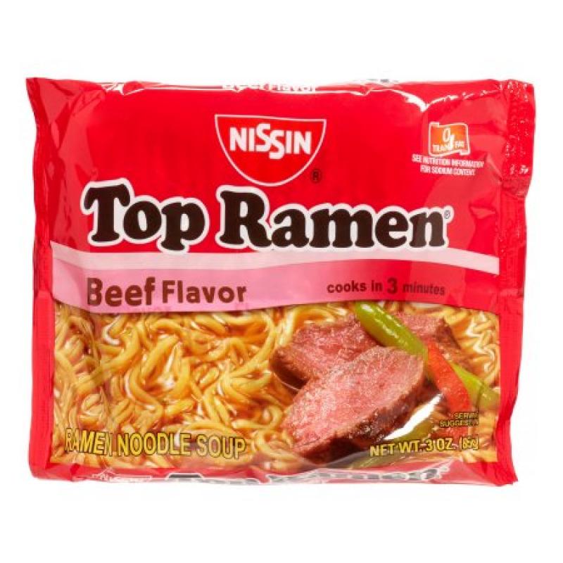 Nissin Top Ramen Noodle Soup, Beef, 3 Oz