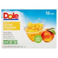 Dole® Yellow Cling Diced Peaches in 100% Fruit Juice 12-4 oz. Cups