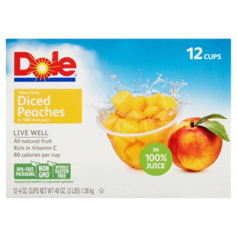 Dole® Yellow Cling Diced Peaches in 100% Fruit Juice 12-4 oz. Cups
