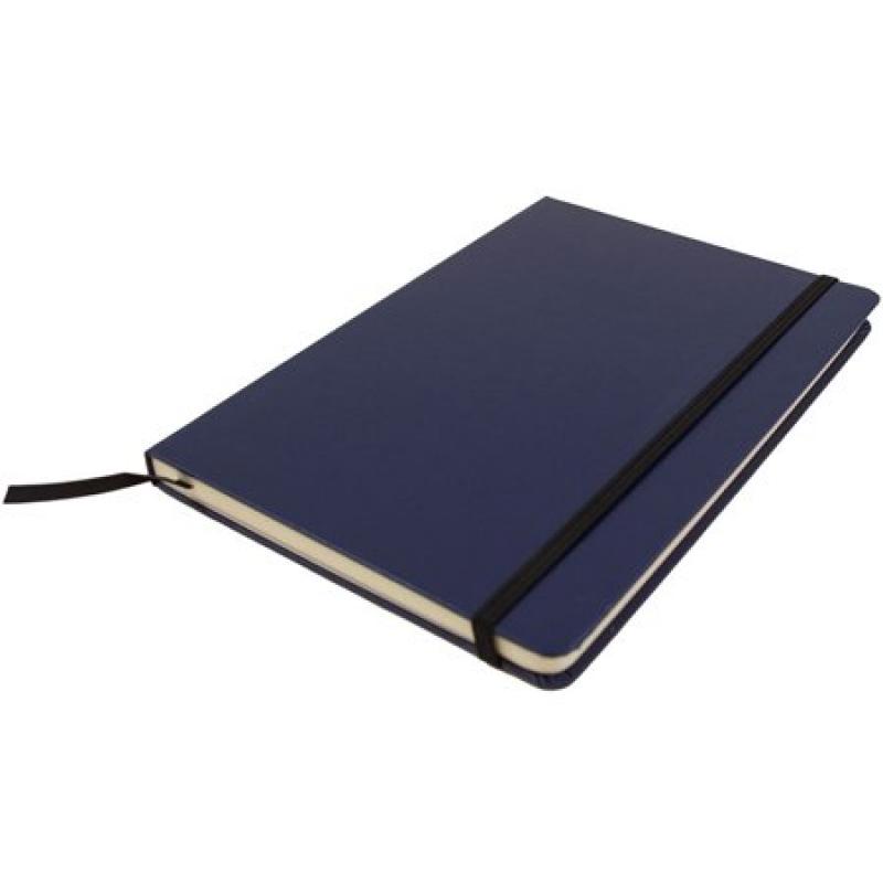 JAM Paper Hardcover Notebook with Elastic Band, Large, 5 7/8 x 8 1/2 Journal, Blue, 100 Lined Sheets, Sold Individually