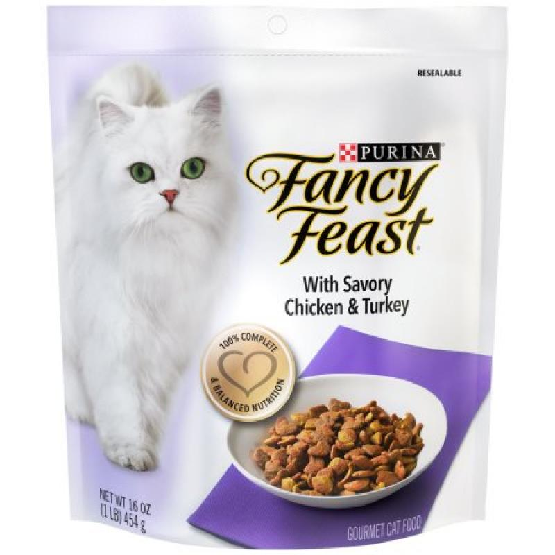 Purina Fancy Feast Gourmet Dry Cat Food With Savory Chicken & Turkey 1 lb. Bag