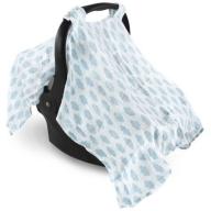 Hudson Baby Boy and Girl Muslin Car Seat Canopy Cover - Blue Clouds