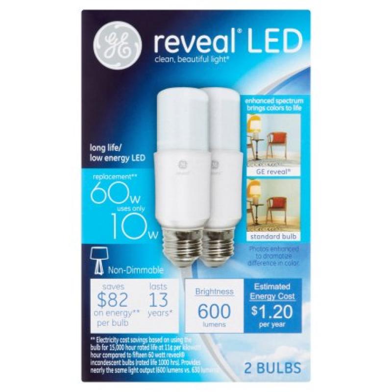 GE reveal Clean, Beautiful Light Long Life/Low Energy LED 2 Bulbs 10W