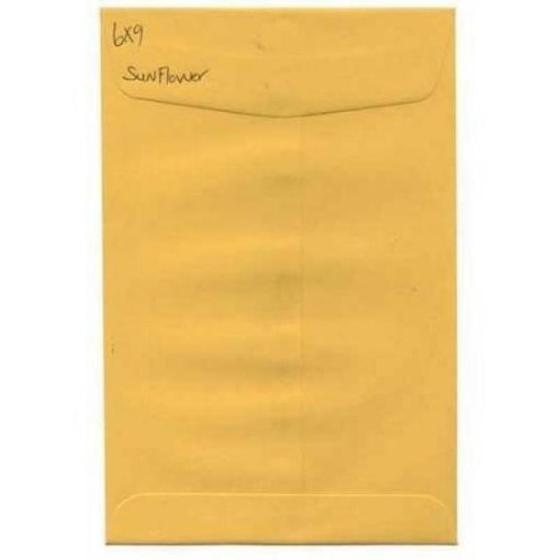 JAM Paper Open End (6" x 9") Envelopes, Basis Sunflower Yellow, 10pk