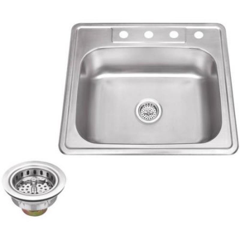 Magnus Sinks 25-in x 22-in 20 Gauge Stainless Steel Single Bowl Kitchen Sink with Drain Assembly