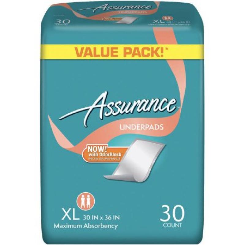Assurance Maximum Absorbency Underpads, Extra Large, 30 count