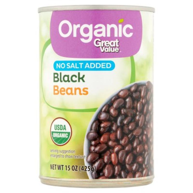Great Value Organic Black Beans No Salt Added, 15 Oz.