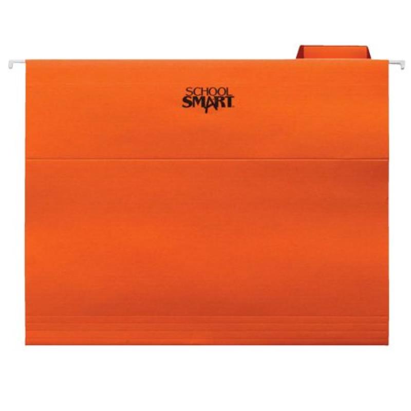 School Smart Pendaflex Mediumweight Manila Stock 1/5 Cut Colored Reinforced Hanging File Folder, Letter, Orange, Pack of 25