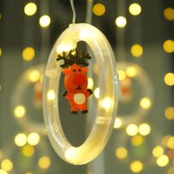 Holiday DIY String Lights, Santa Claus Circle Ring Christmas Tree Cartoon Shape Curtain Lights, LED Color Lights, Room Window Decoration Lights