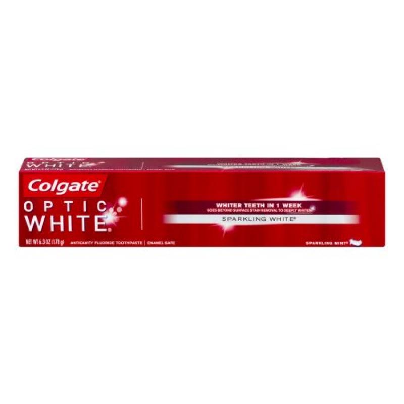 Colgate Optic White Anticavity Fluoride Toothpaste Sparkling Mint, 6.3 OZ
