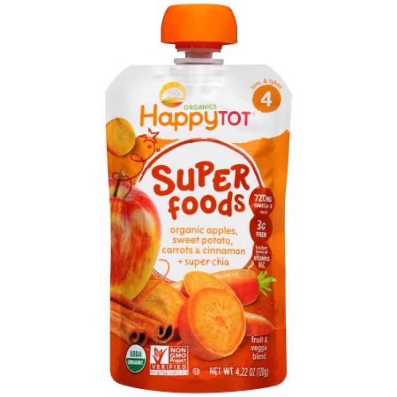 Happy Tot® Superfoods Organic Apples, Sweet Potato, Carrots & Cinnamon + Super Chia Fruit & Veggie Blend 4.22 oz. Pouch