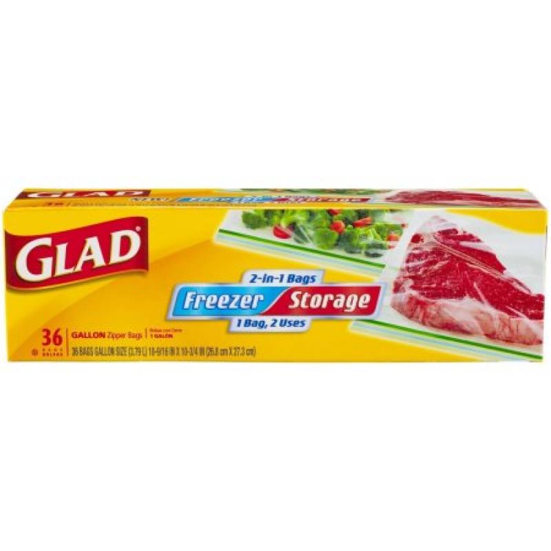 Glad 2-in-1 Freezer/Storage Bags, Gallon, 36 count