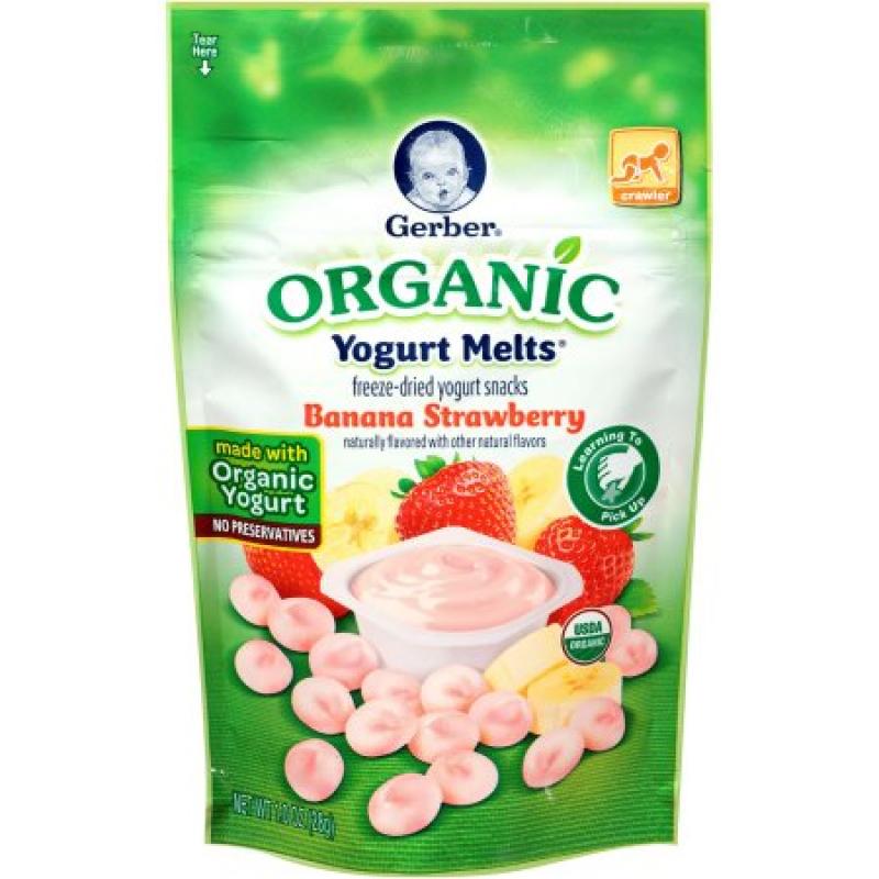 Gerber Organic Yogurt Melts Freeze-Dried Yogurt Snacks Banana Strawberry, Naturally Flavored with Other Natural Flavors , 1 Ounce, 1 Count