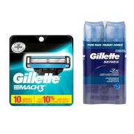 Gillette Mach3 10ct Razor Blade Refill and Shave Gel Bundle