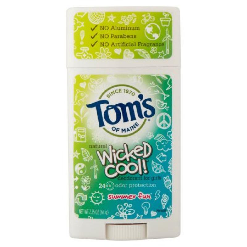 Tom&#039;s of Maine Wicked Cool! Summer Fun Natural Deodorant for Girls, 2.25 oz