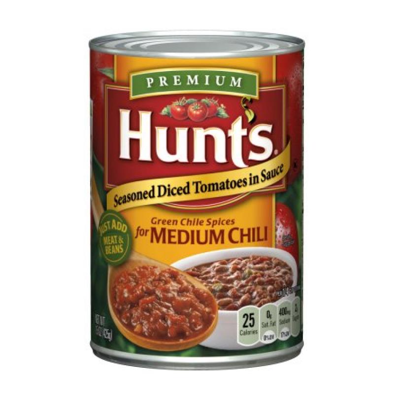 Hunt&#039;s Seasoned Diced Tomatoes in Sauce for Medium Chili, 15 Oz.