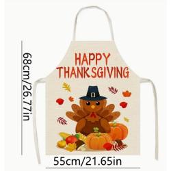 Thanksgiving-Themed Linen Apron - Stain & Oil Resistant, Perfect For Cooking, Baking, Gardening & Crafts