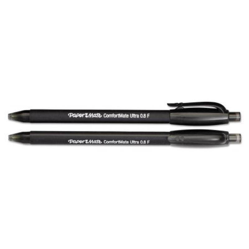 Paper Mate ComfortMate Ultra RT Ballpoint Retractable Pen, Black Ink, Fine, Dozen