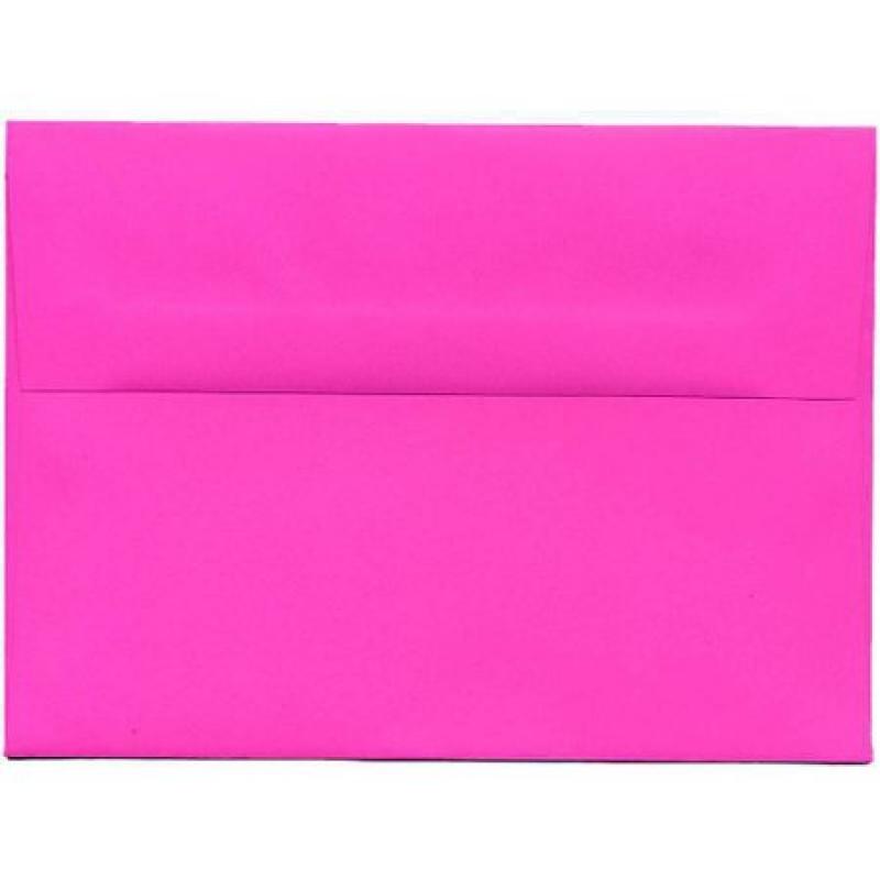 JAM Paper A7 5-1/4" x 7-1/4" Recycled Paper Invitation Envelopes, Brite Hue Ultra Fuchsia Pink, 25pk