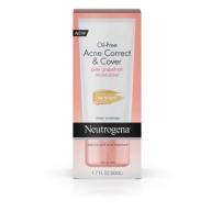 Neutrogena Oil-Free Acne Moisturizer Correct & Cover Pink Grapefruit, Medium To Tan, 1.7 Fl. Oz