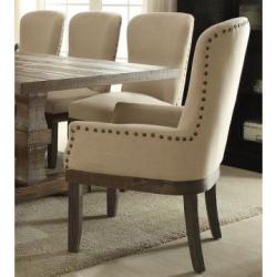 Acme Landon Upholstered Arm Chair in Beige and Salvage Brown (Set of 2) 60743A