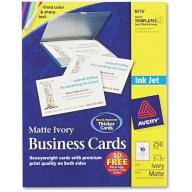 Avery Two-Side Printable Business Cards, Inkjet, 2 x 3-1/2, Ivory, Matte, 250/Pack