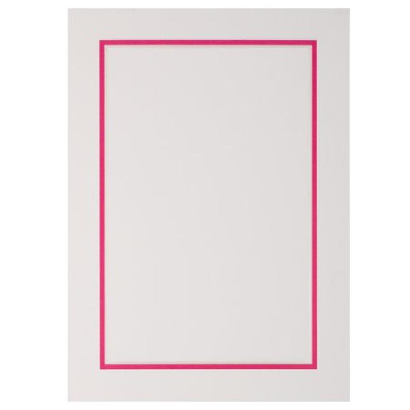 JAM Paper Foldover Card and Envelope Stationery Sets, Large, 5 1/2 x 7 3/4, Pink Border, 50/pack