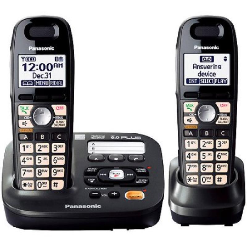 Panasonic KX-TG6592T DECT 6.0 Plus Expandable Digital Answering System with 2 Handsets