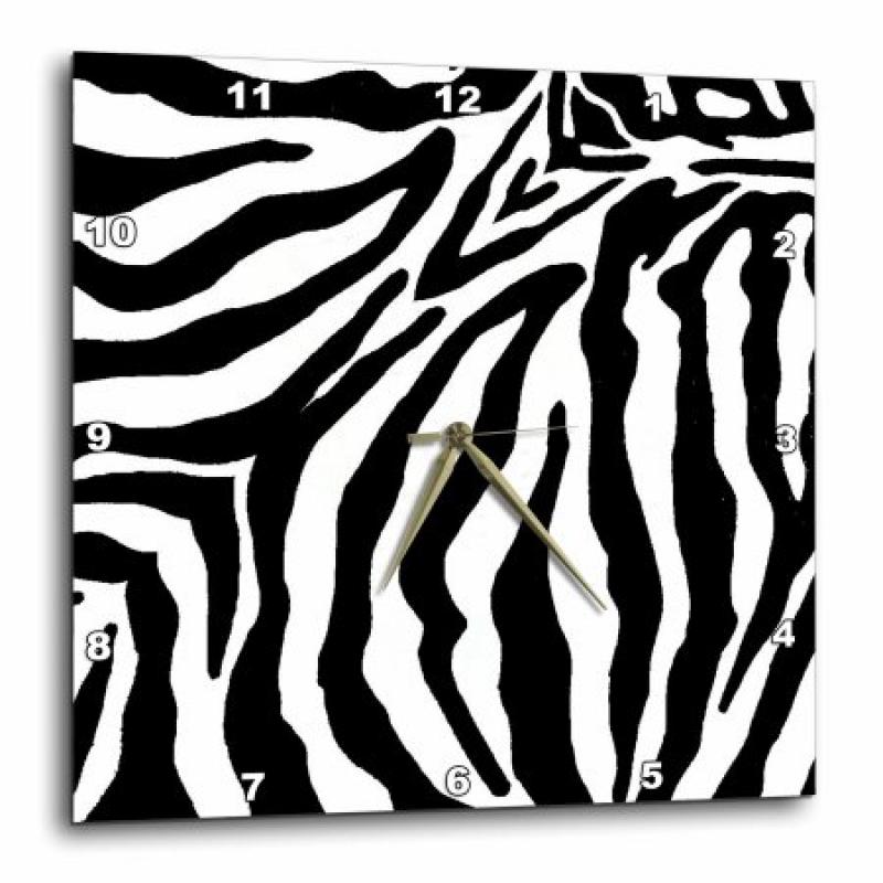 3dRose Black and White Zebra Print II, Wall Clock, 15 by 15-inch