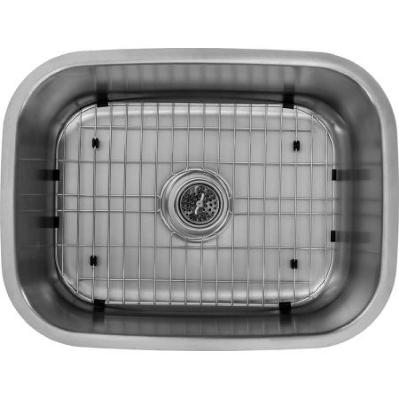 Magnus Sinks 23-1/2" x 17-3/4" 16 Gauge Stainless Steel Single Bowl Bar Sink with Grid Set and Drain Assembly