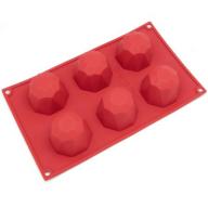 Freshware 6-Cavity Diamond Silicone Mold for Muffin, Brownie, Cake, Cupcake, Cheesecake and Pudding, SL-111RD