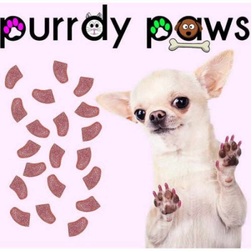 Purrdy Paws Soft Nail Caps for Dogs, 40-Pack, Pink Glitter