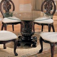 Coaster Tabitha 5 Piece Glass Top Dining Table Set in Dark Cherry
