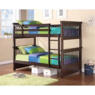 Coaster Solid Wood Youth Rich Cappuccino Twin over Twin Bunk Bed Underbed Drawer Set with Vertical Ladder