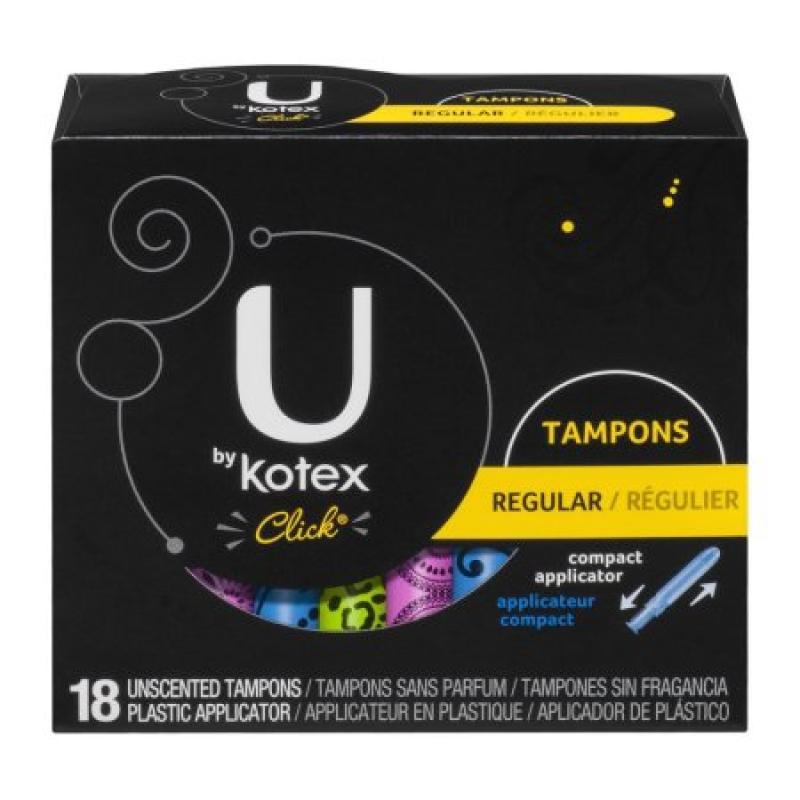 U by Kotex Click Unscented Plastic Tampons Regular - 18 CT