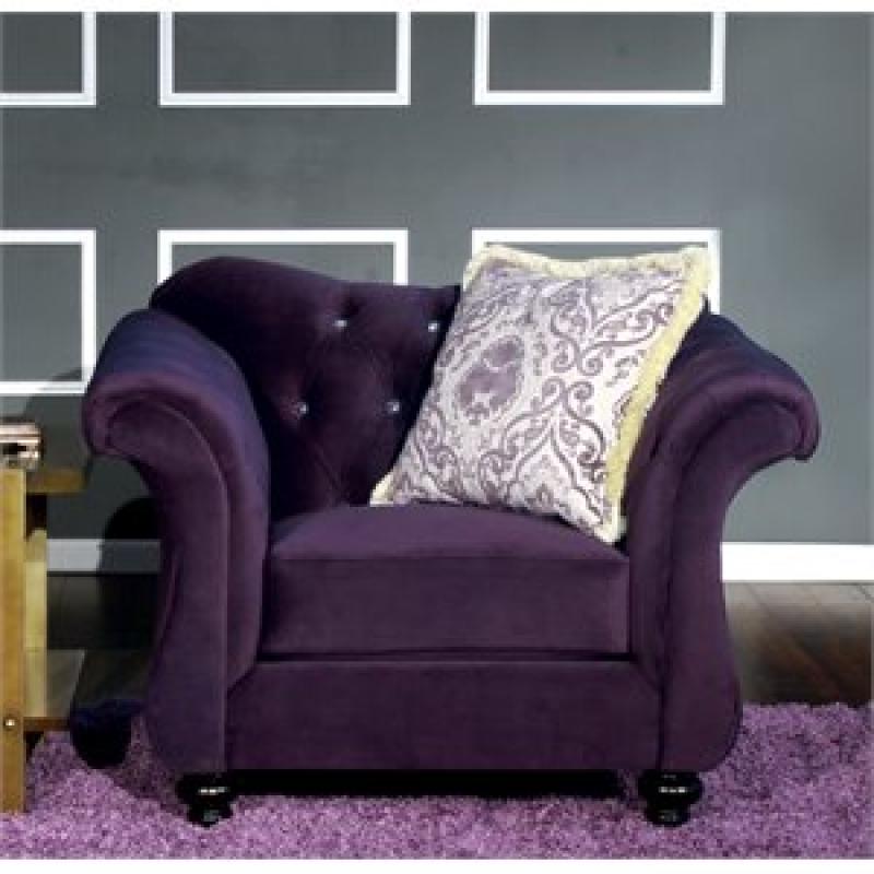 Furniture of America Dupre Accent Chair in Purple