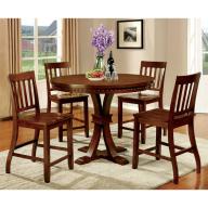Furniture of America Duran 5 Piece Round Counter Height Dining Set