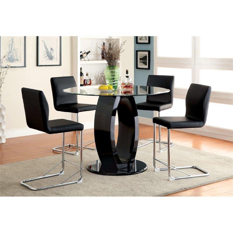 Furniture of America Hugo 5 Piece Round Counter Height Dining Set