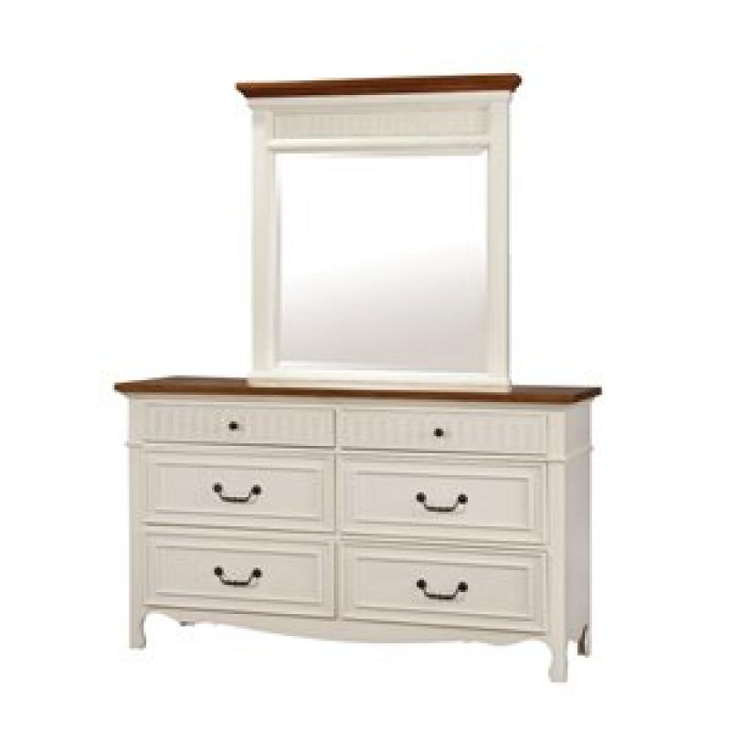 Furniture of America Darla 6 Drawer Dresser and Mirror Set in White