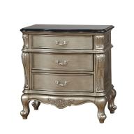 Furniture of America Calandra 2 Drawer Floral Nightstand in Gold