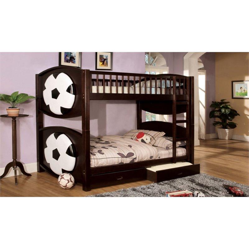 Furniture of America Felip Soccer Bunk Bed in Dark Walnut