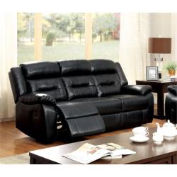 Furniture of America Elijah Leather Reclining Sofa in Black