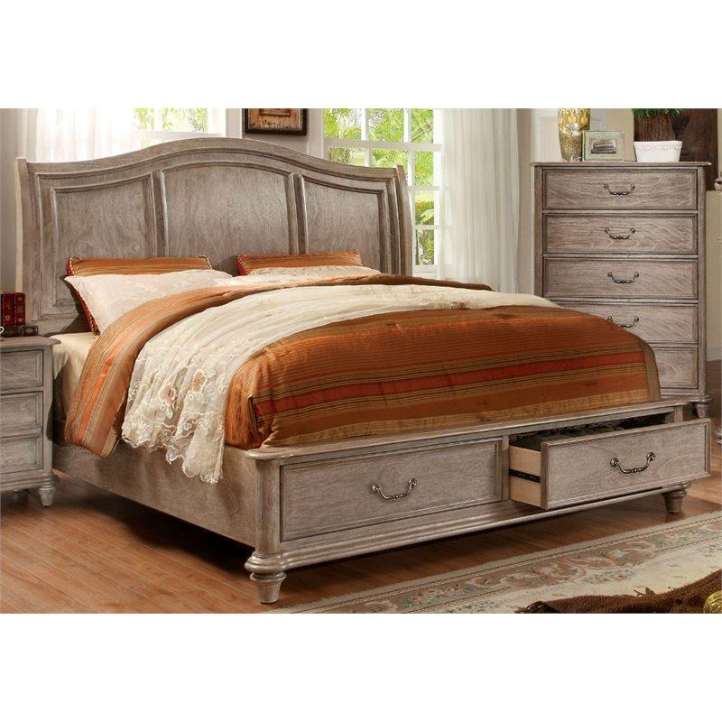 Furniture of America Bartrand Queen Storage Bed in Castle Gray