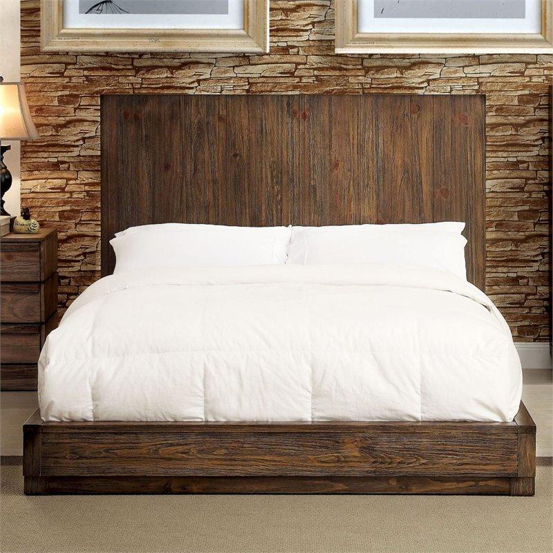 Furniture of America Bellamy Queen Panel Bed in Rustic Natural