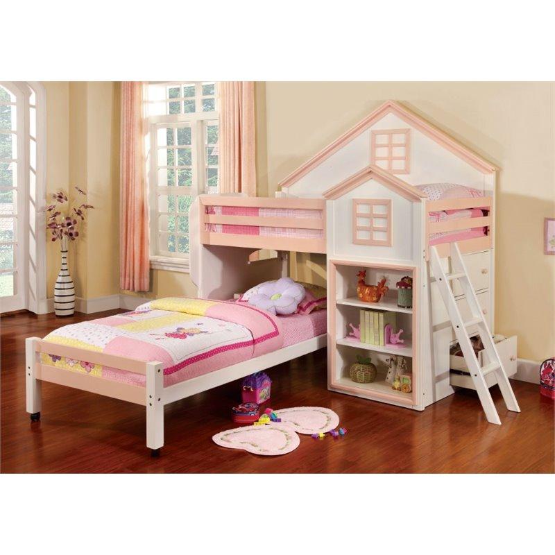 Furniture of America Elwood Twin Over Twin Bunk Bed in White