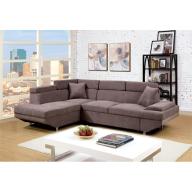 Furniture of America Sleet Flannelette Convertible Sectional in Brown