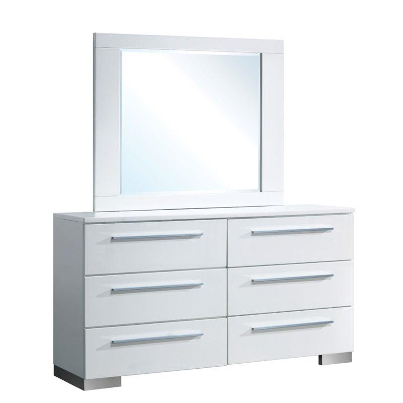 Furniture of America Angie 6 Drawer Dresser and Mirror Set in White
