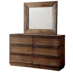 Furniture of America Benjy 6 Drawer Dresser and Mirror Set in Natural