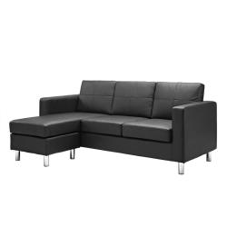 BLACK PU REV. CHAISE SECTIONAL